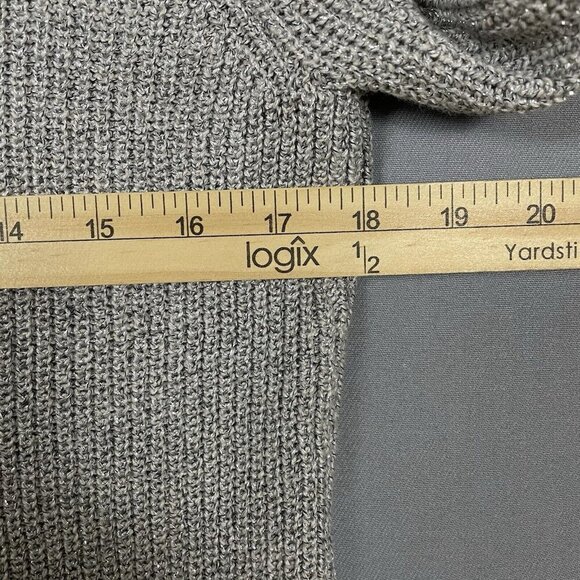 White House Black Market Silver Metallic Ombre Sweater Medium Cowl Neck Pullover - Picture 13 of 16